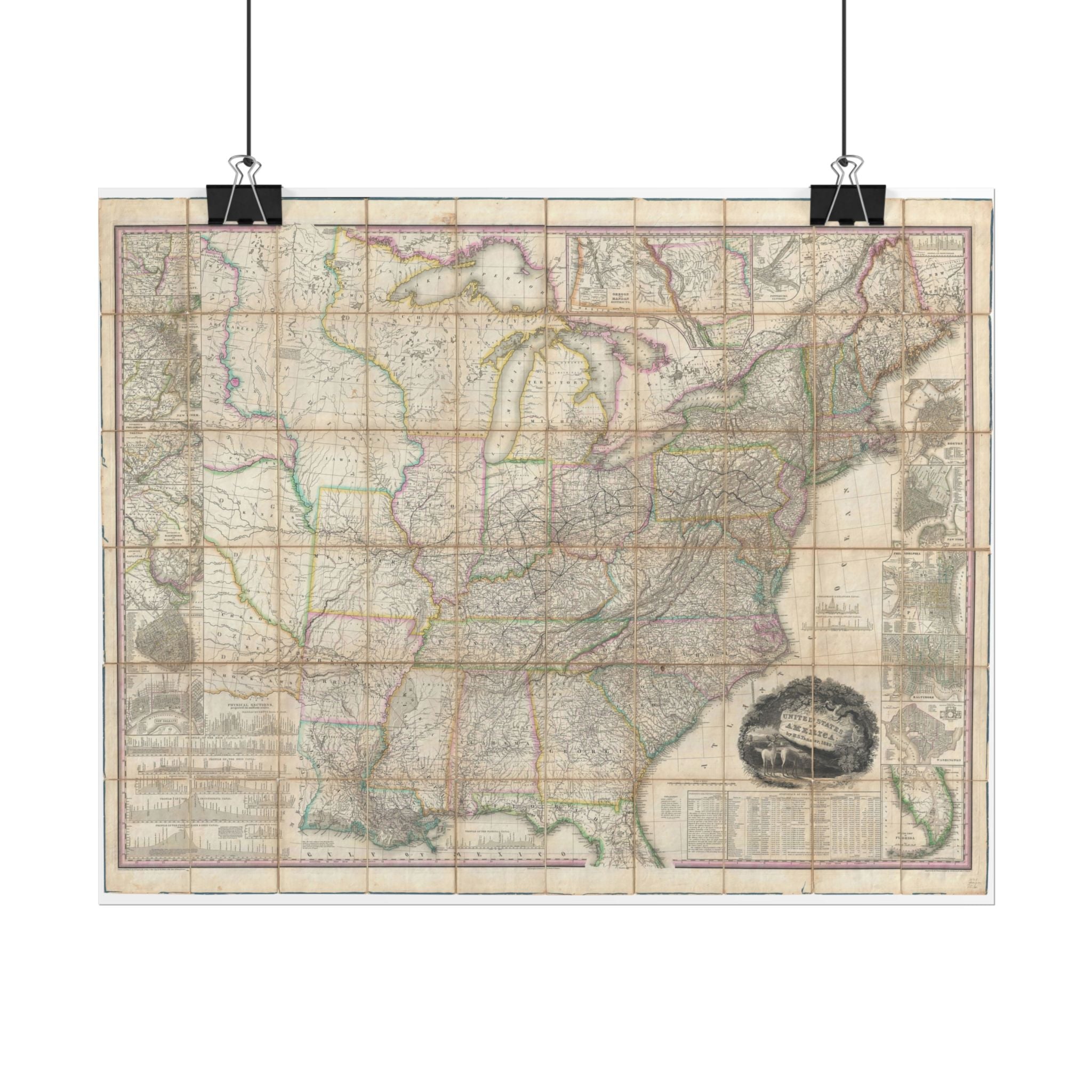 United States of America Historic Map (c. 1829) Rolled Poster | Vintage Map Wall Art