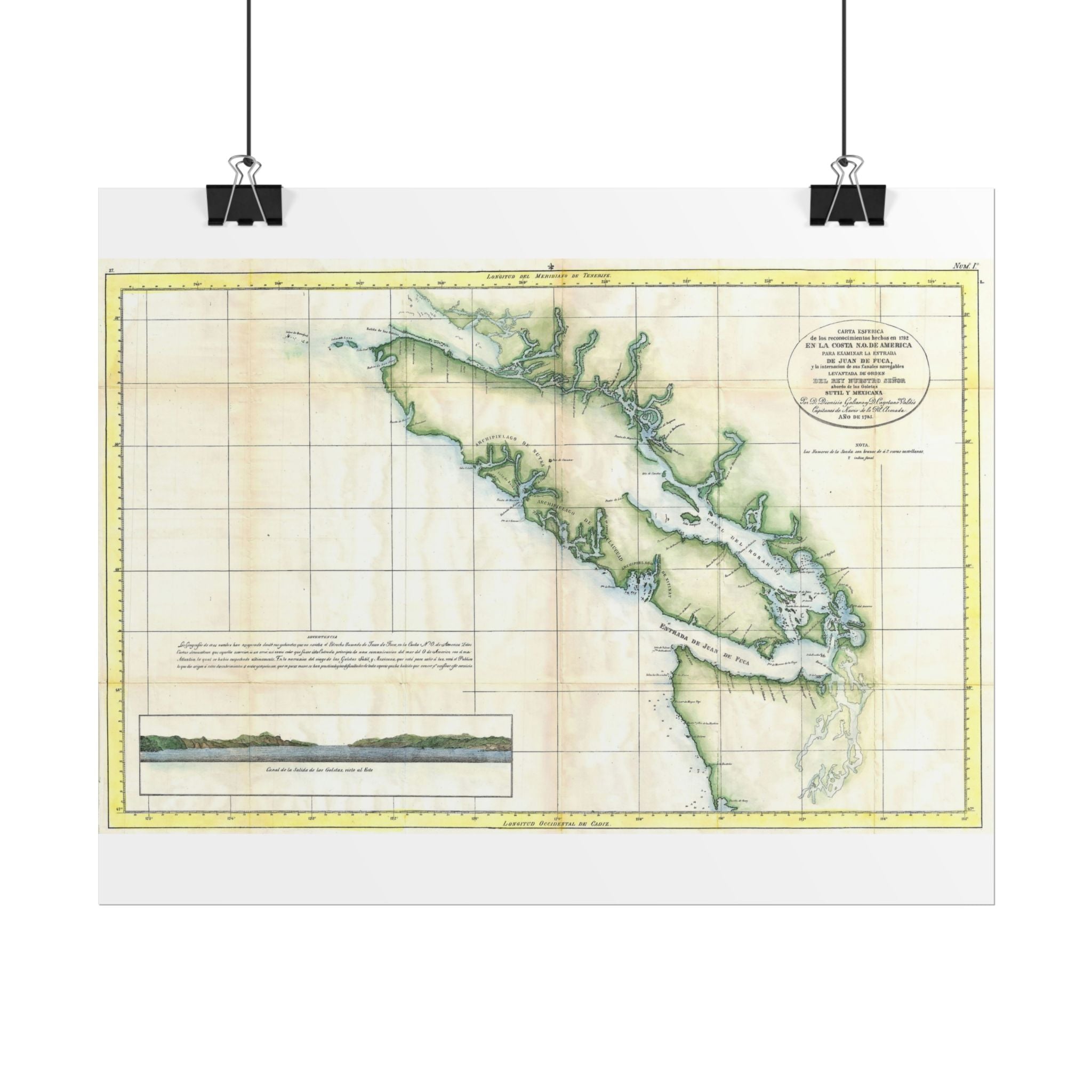 Vancouver, Canada Historic Map (c. 1795) Rolled Poster | Antique City Map Wall Art