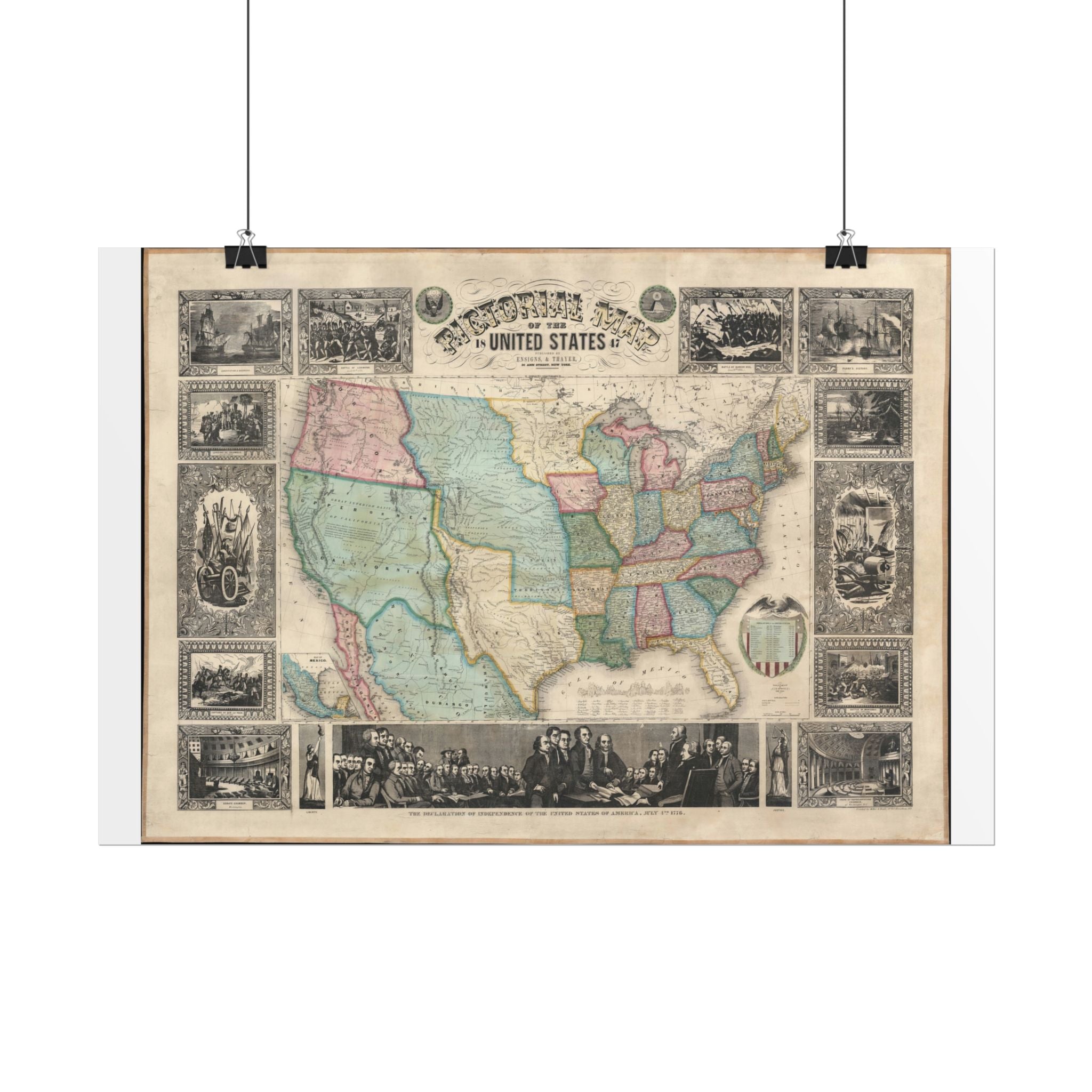 United States of America Historic Map (c. 1847) Rolled Poster | Vintage Map Wall Art