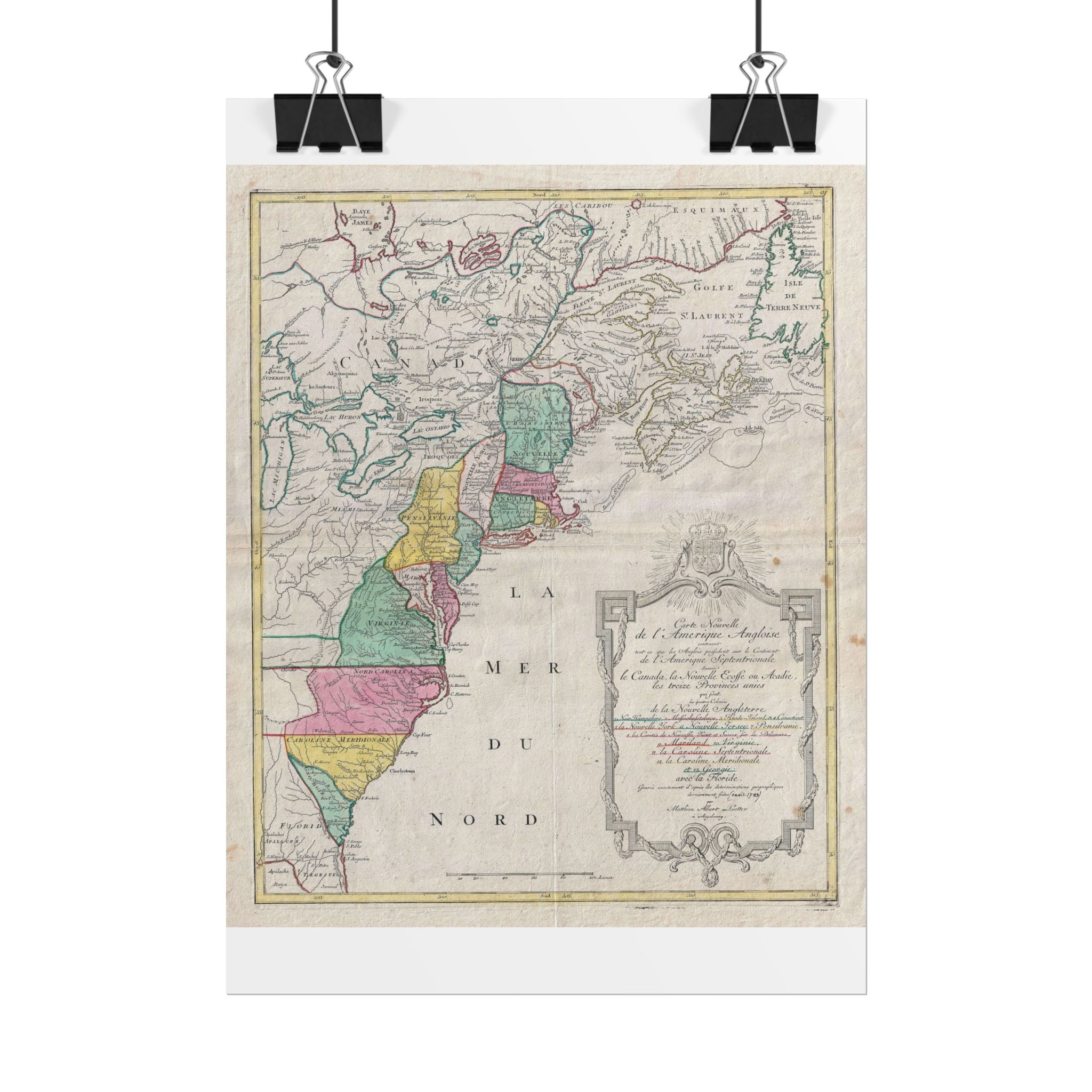 America in the New World Historic Map (c. 1776) Rolled Poster | Vintage Map Wall Art