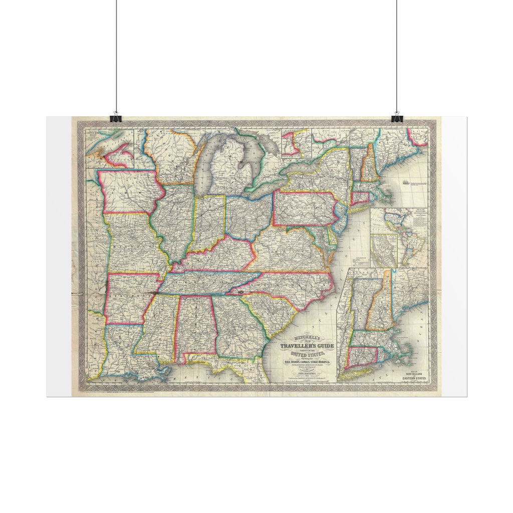 United States of America Historic Map (c. 1857) Rolled Poster | Vintage Map Wall Art