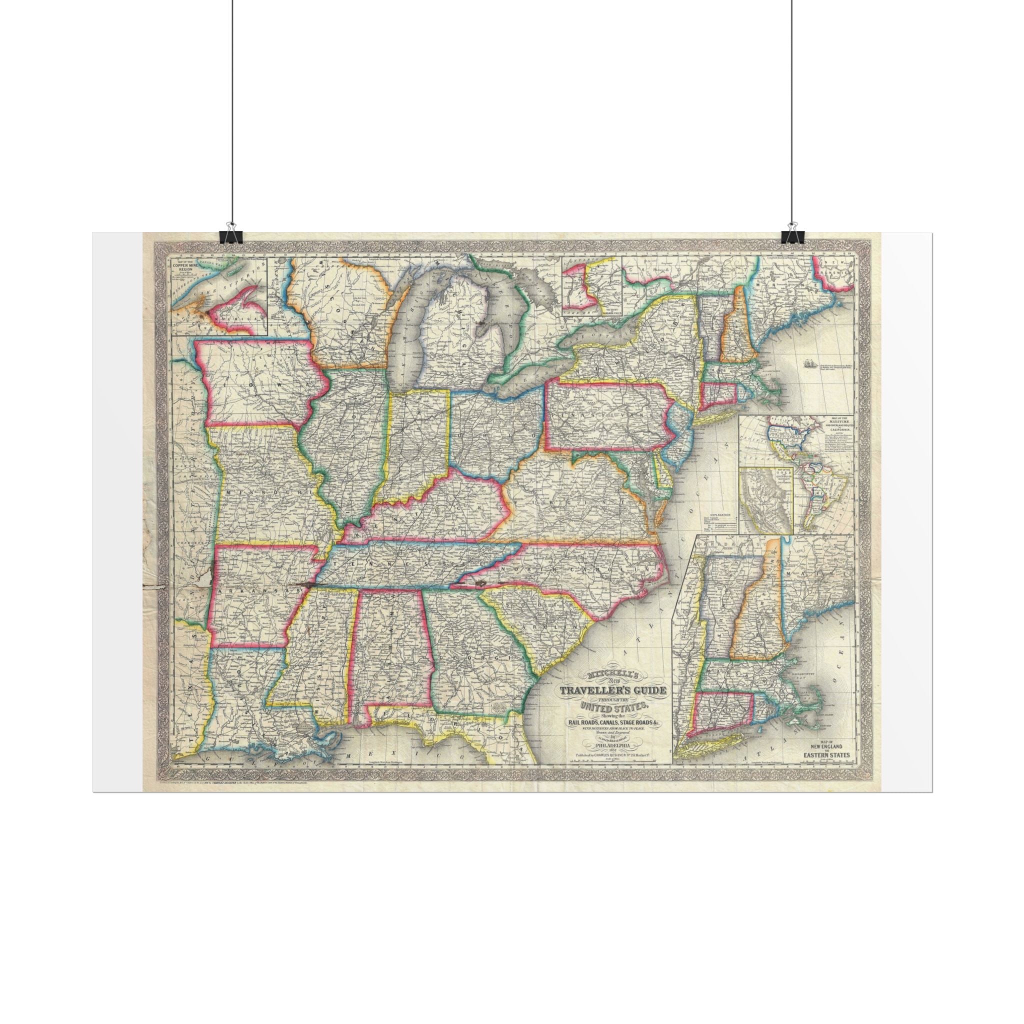 United States of America Historic Map (c. 1857) Rolled Poster | Vintage Map Wall Art