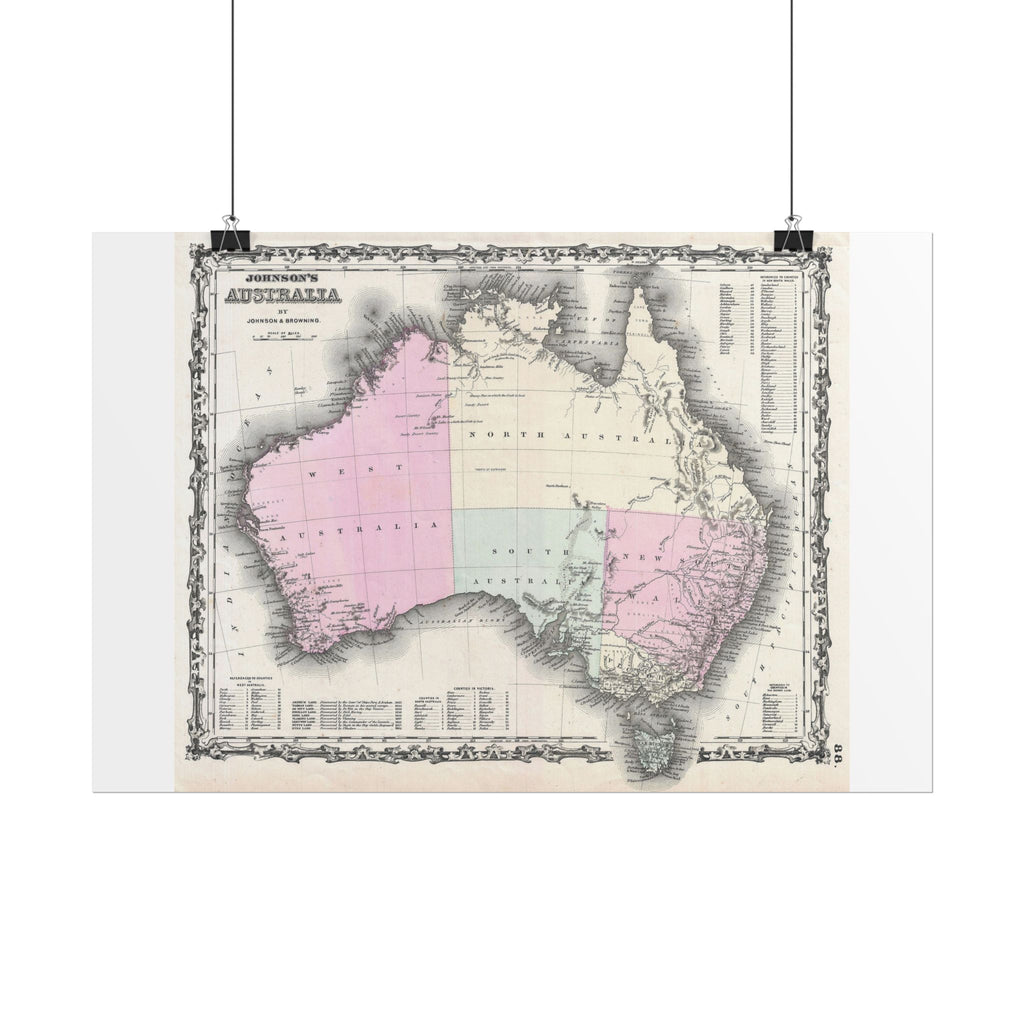 Australia Historic Map (c. 1861) Rolled Poster | Vintage Map Wall Art