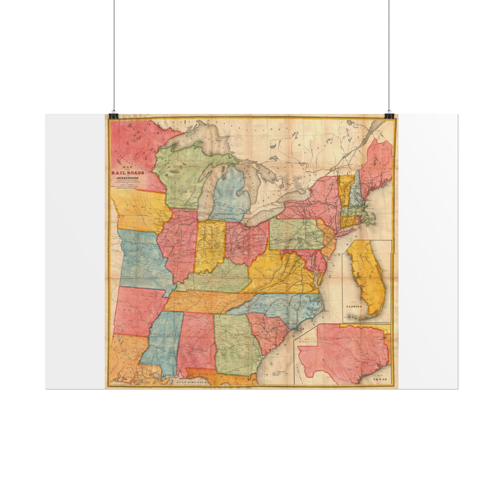 United States of America Historic Map (c. 1852) Rolled Poster | Vintage Map Wall Art