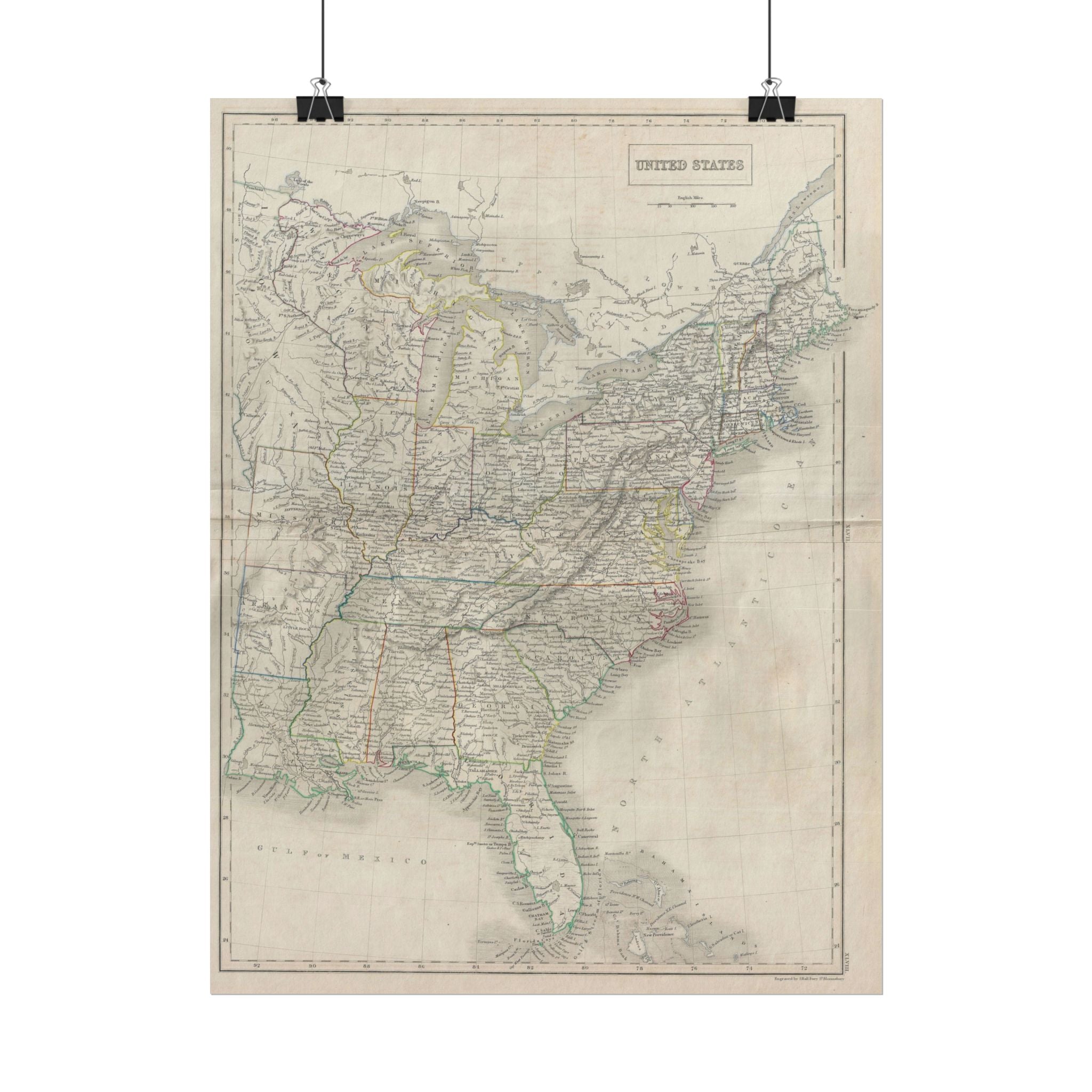 United States of America Historic Map (c. 1840) Rolled Poster | Vintage Map Wall Art