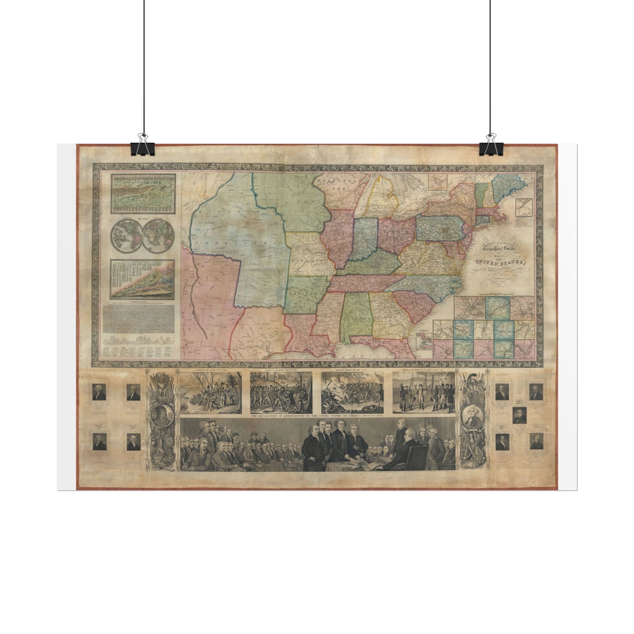 United States of America Historic Map (c. 1841) Rolled Poster | Vintage Map Wall Art