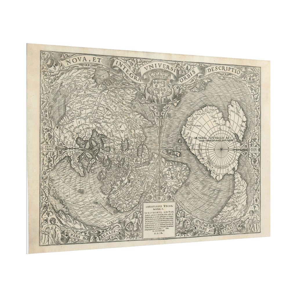 World Atlas Historic Map (c. 1540) Rolled Poster | Vintage Map Wall Art