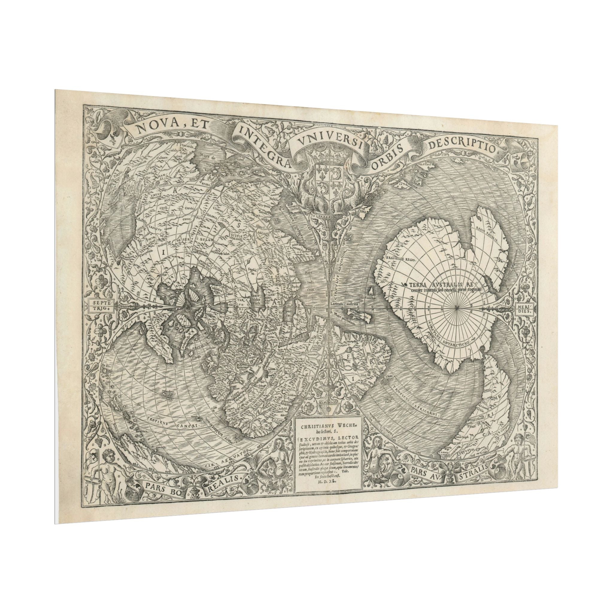 World Atlas Historic Map (c. 1540) Rolled Poster | Vintage Map Wall Art