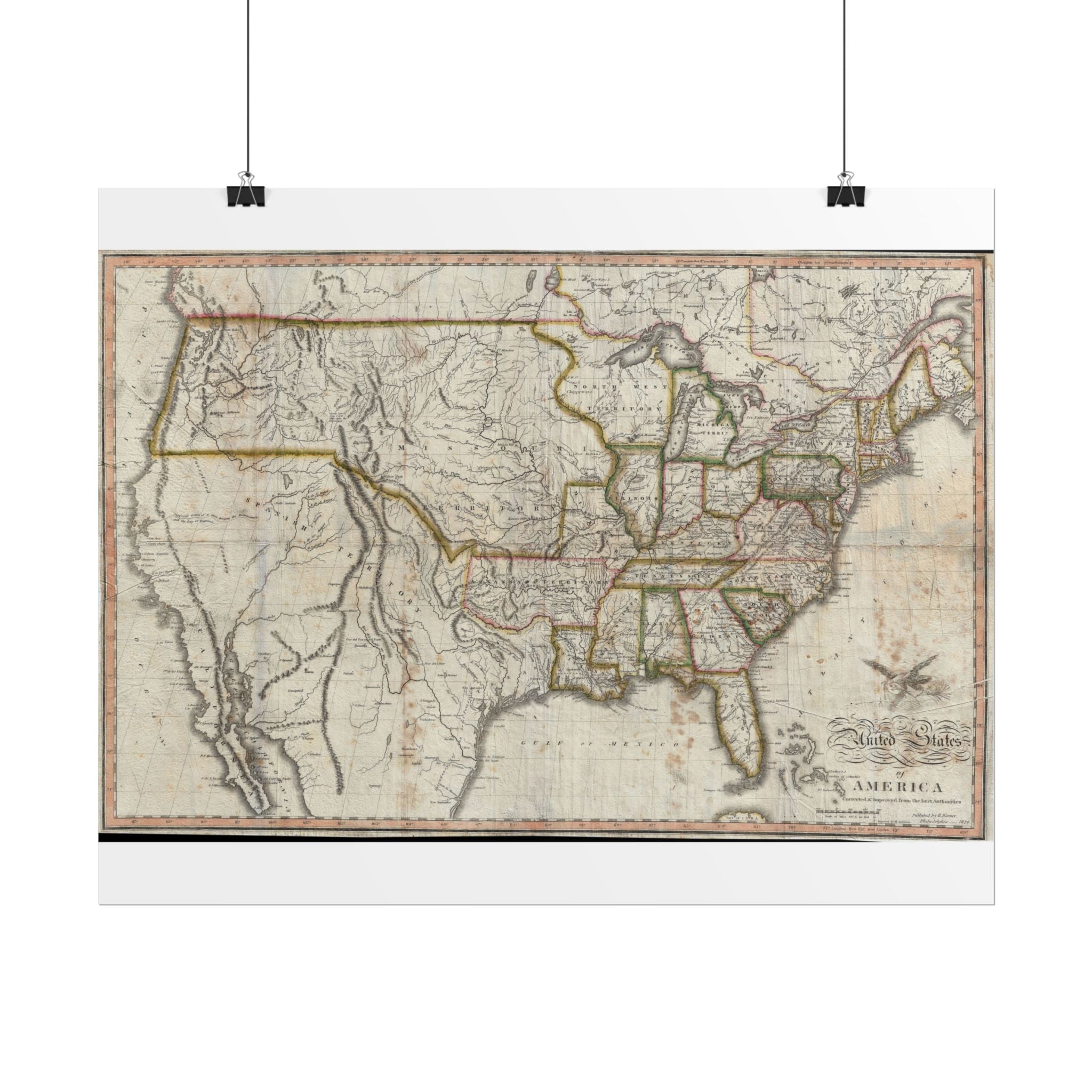 United States of America Historic Map (c. 1820) Rolled Poster | Vintage Map Wall Art