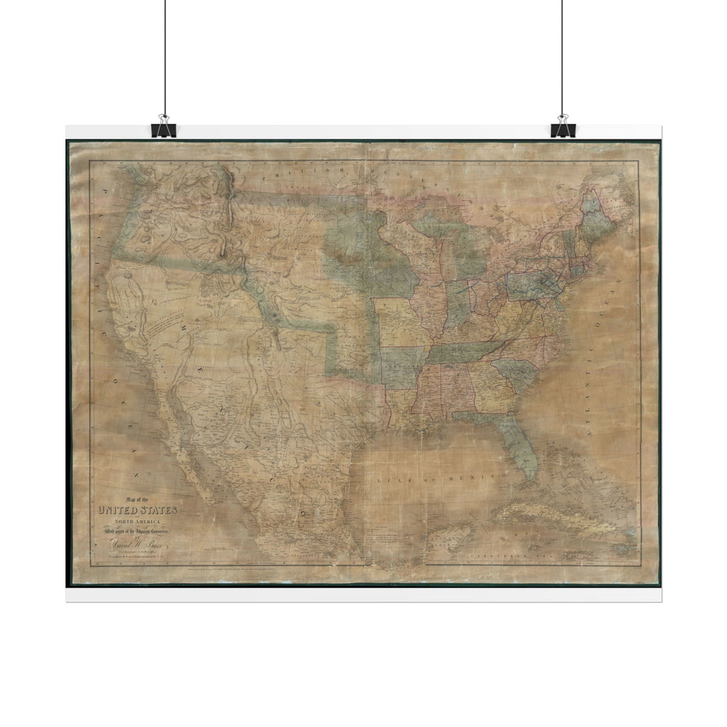 United States of America Historic Map (c. 1839) Rolled Poster | Vintage Map Wall Art