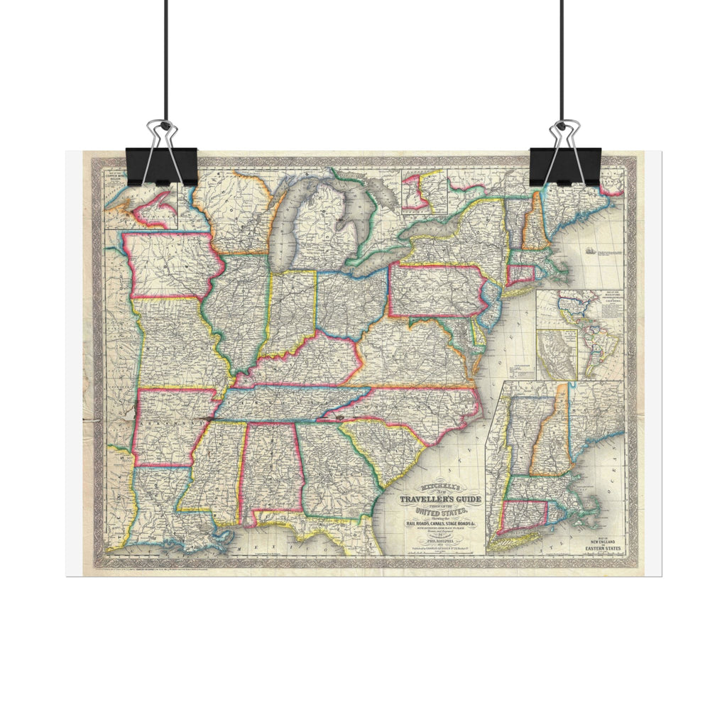 United States of America Historic Map (c. 1857) Rolled Poster | Vintage Map Wall Art
