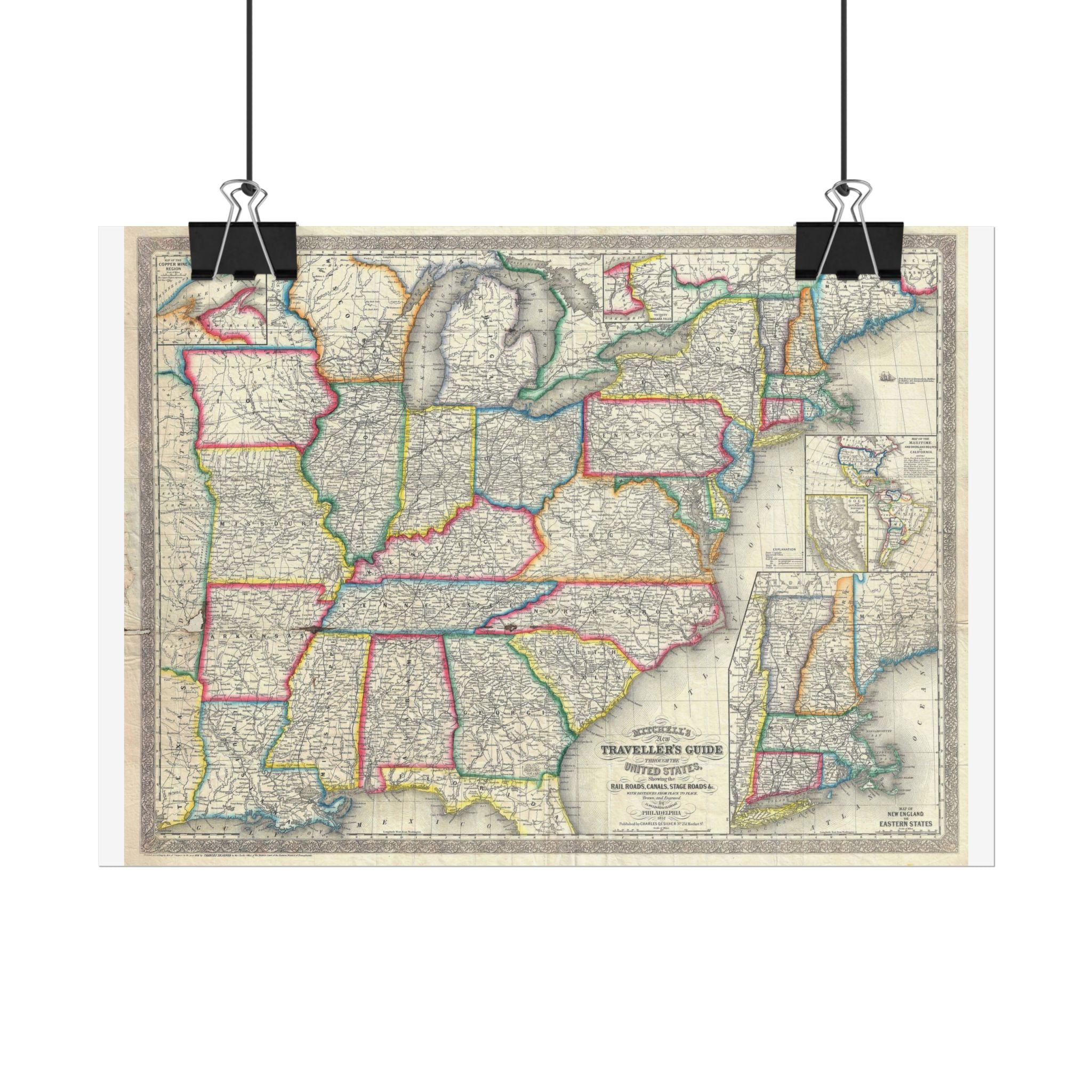 United States of America Historic Map (c. 1857) Rolled Poster | Vintage Map Wall Art