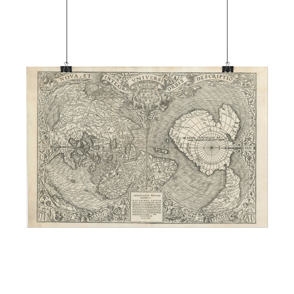 World Atlas Historic Map (c. 1540) Rolled Poster | Vintage Map Wall Art