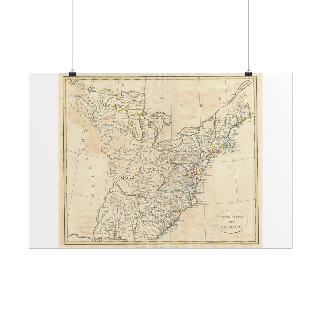 United States of America Historic Map (c. 1799) Rolled Poster | Vintage Map Wall Art