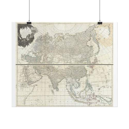 Asia Historic World Map (c. 1794) Rolled Poster | Antique State Map Wall Art