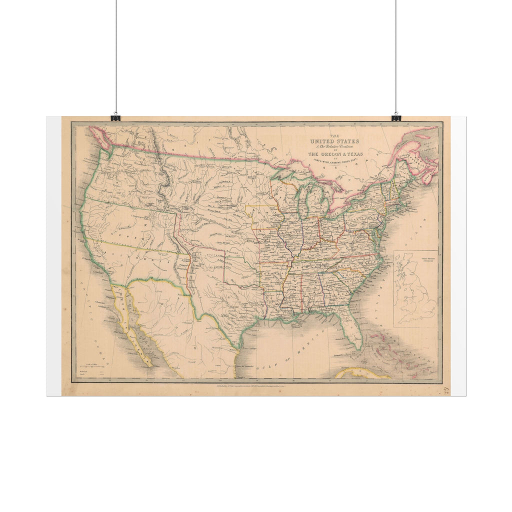 United States of America Historic Map (c. 1850) Rolled Poster | Vintage Map Wall Art