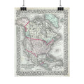 North America Antique Map (c. 1874) Rolled Poster | Vintage Map Wall Art