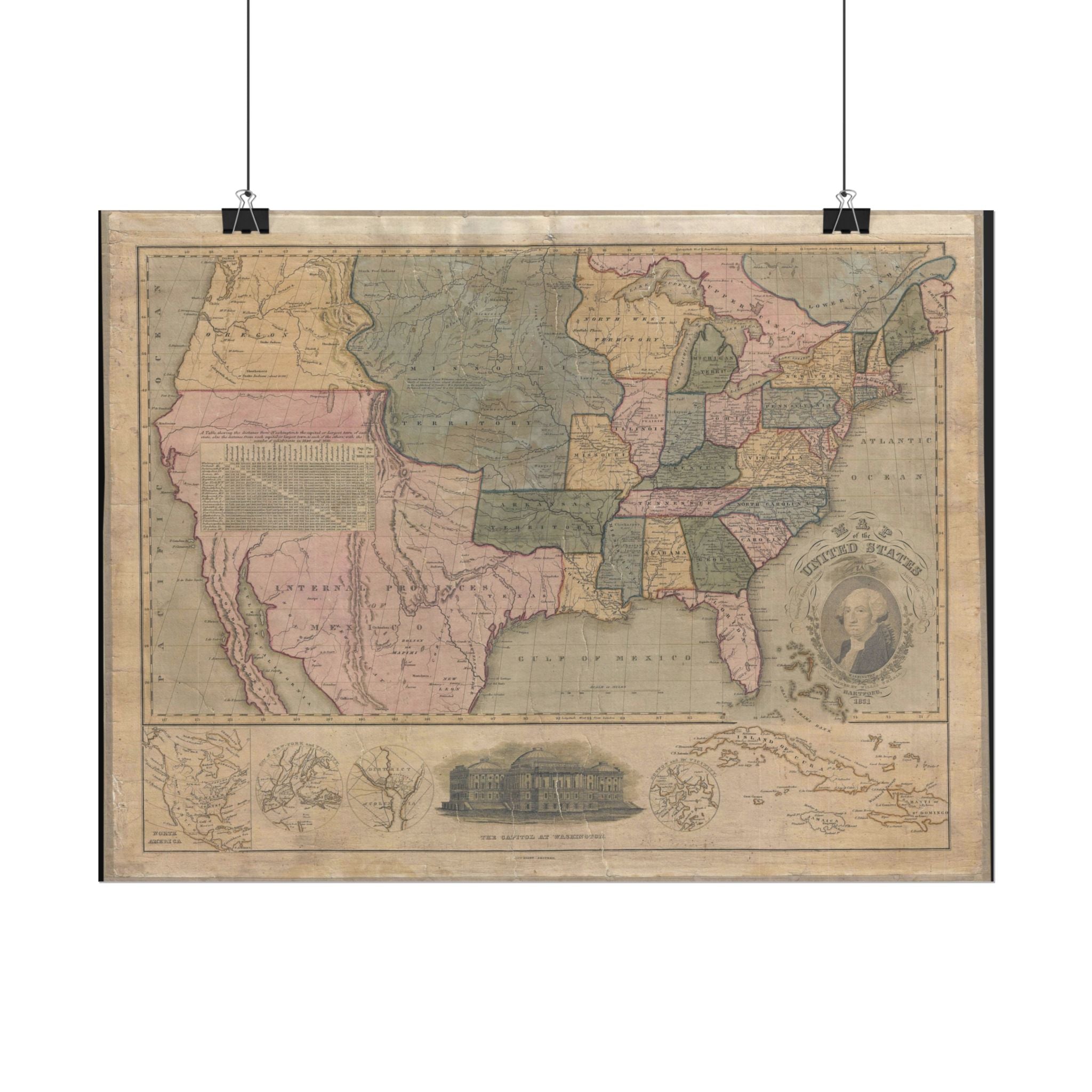 United States of America Historic Map (c. 1831) Rolled Poster | Vintage Map Wall Art