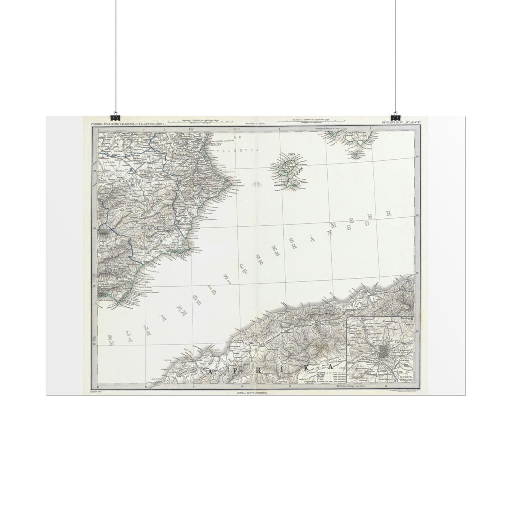 Ibiza, Spain Historic City Map (c. 1880) Rolled Poster | Vintage Map Wall Art