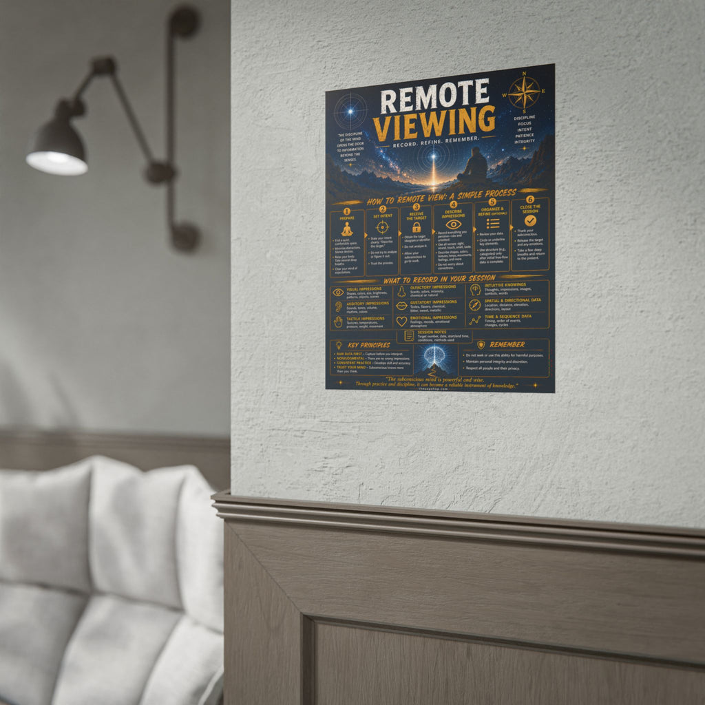 Remote Viewing Training Poster — Step-by-Step Guide Wall Art