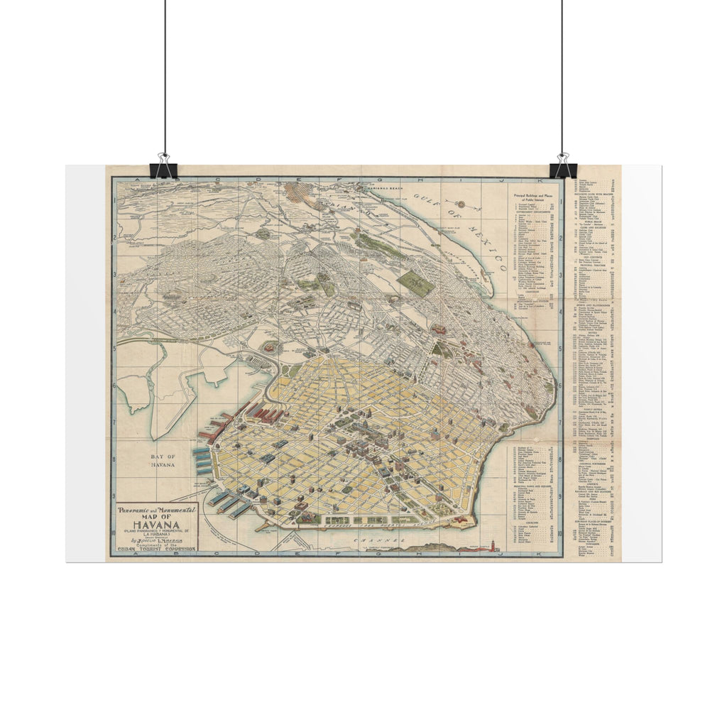 Havana, Cuba Historic City Map (c. 1950) Rolled Poster | Vintage Map Wall Art