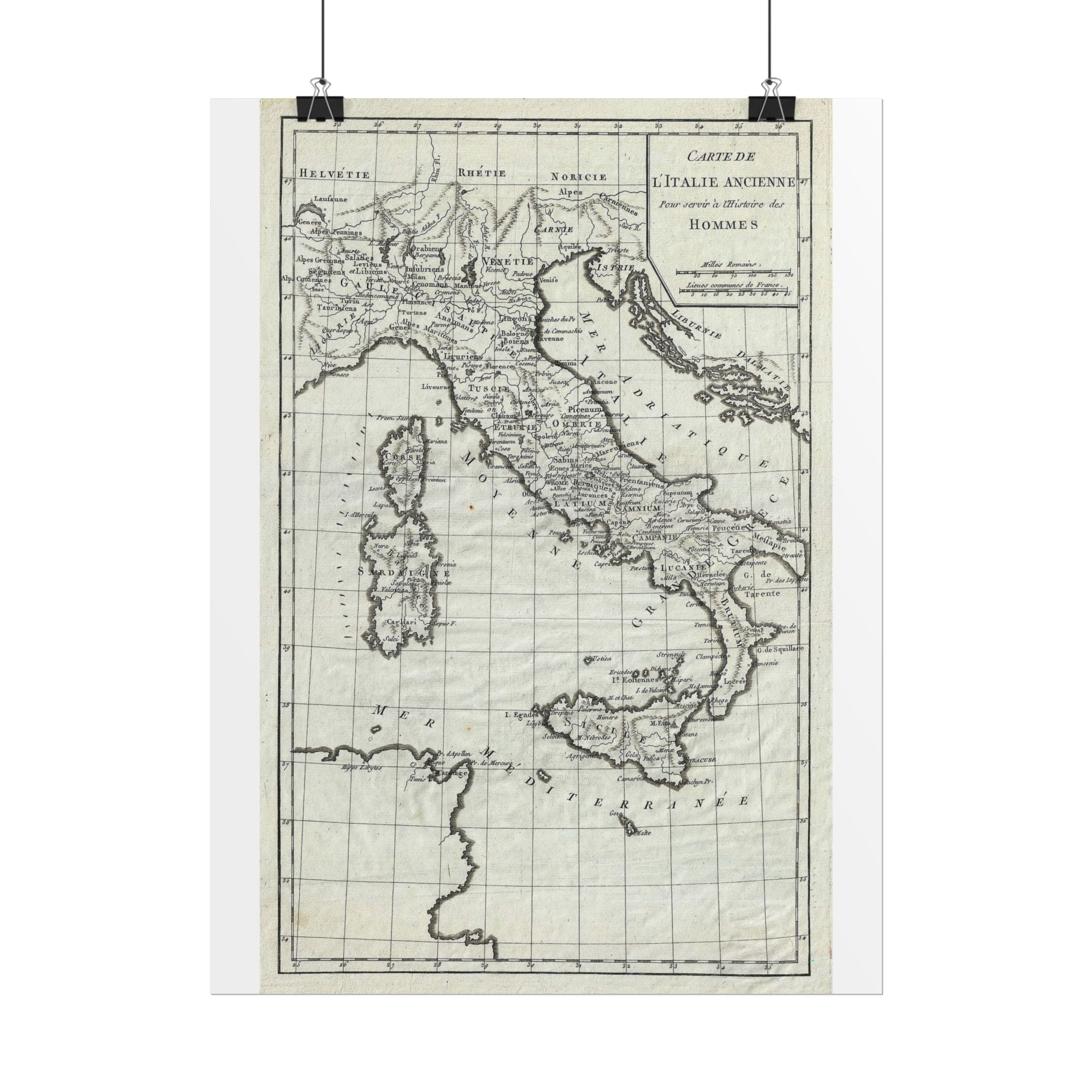 Italy Historic Map (c. 1770) Rolled Poster | Vintage Map Wall Art