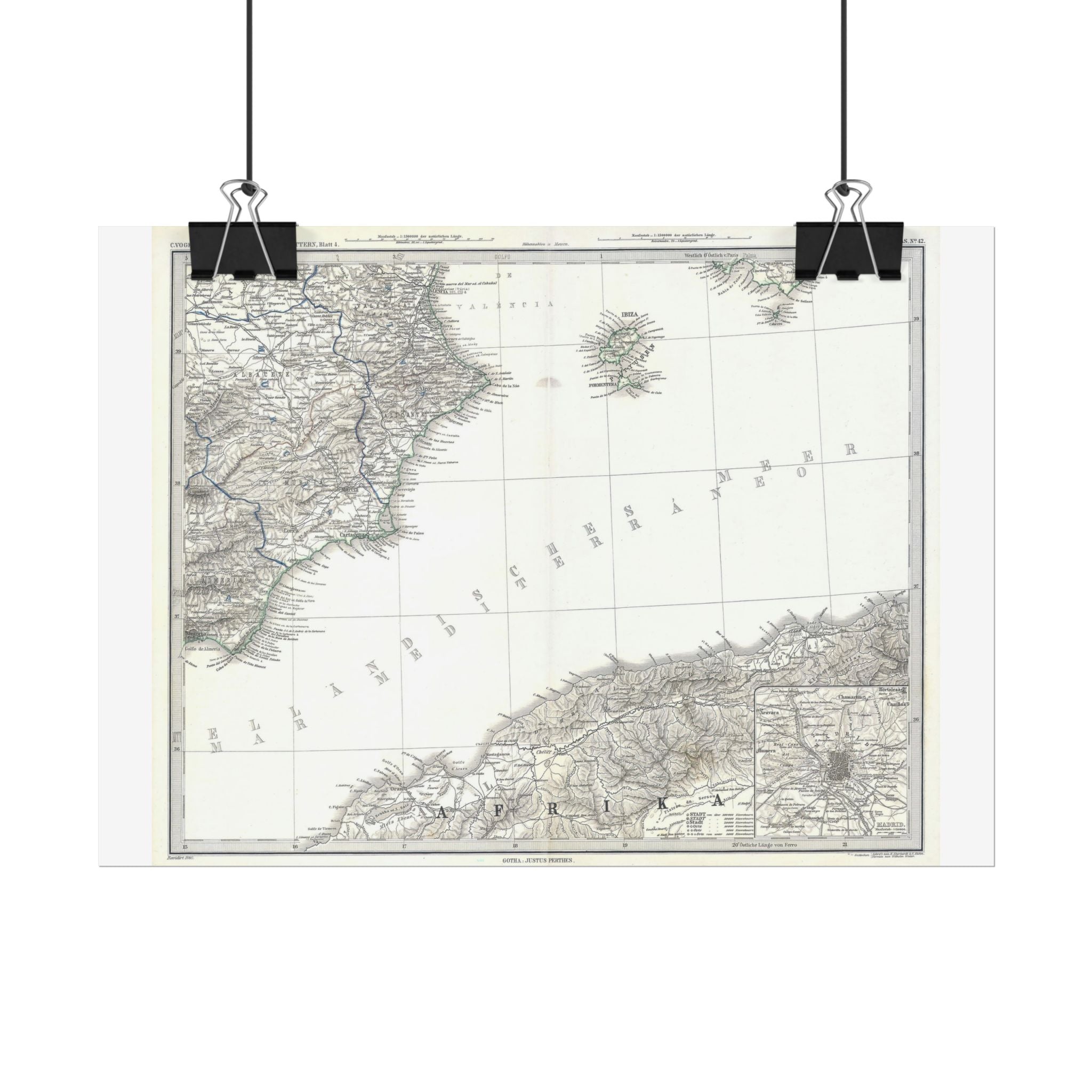 Ibiza, Spain Historic City Map (c. 1880) Rolled Poster | Vintage Map Wall Art