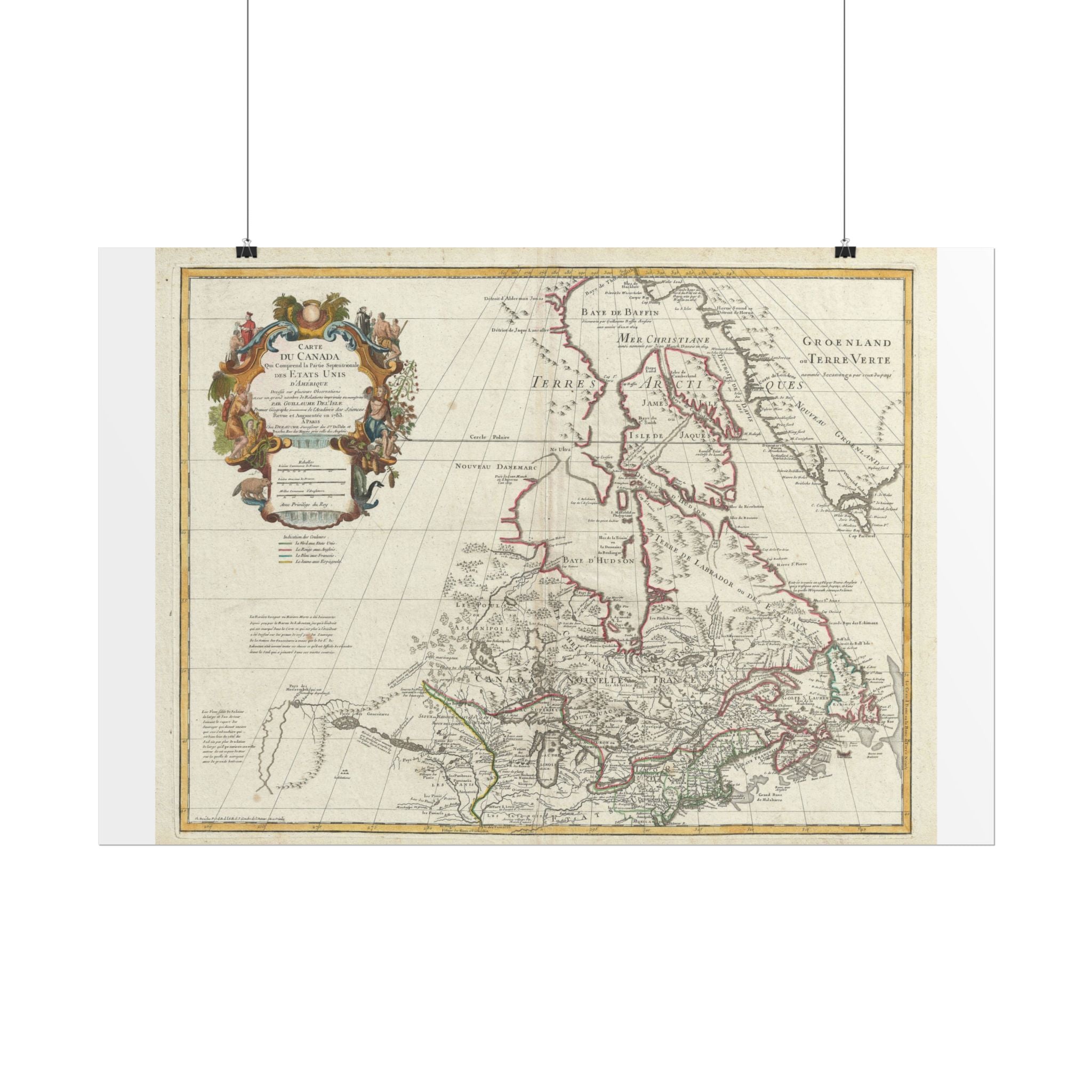 United States of America & Canada Historic Map (c. 1783) Rolled Poster | Vintage Map Wall Art