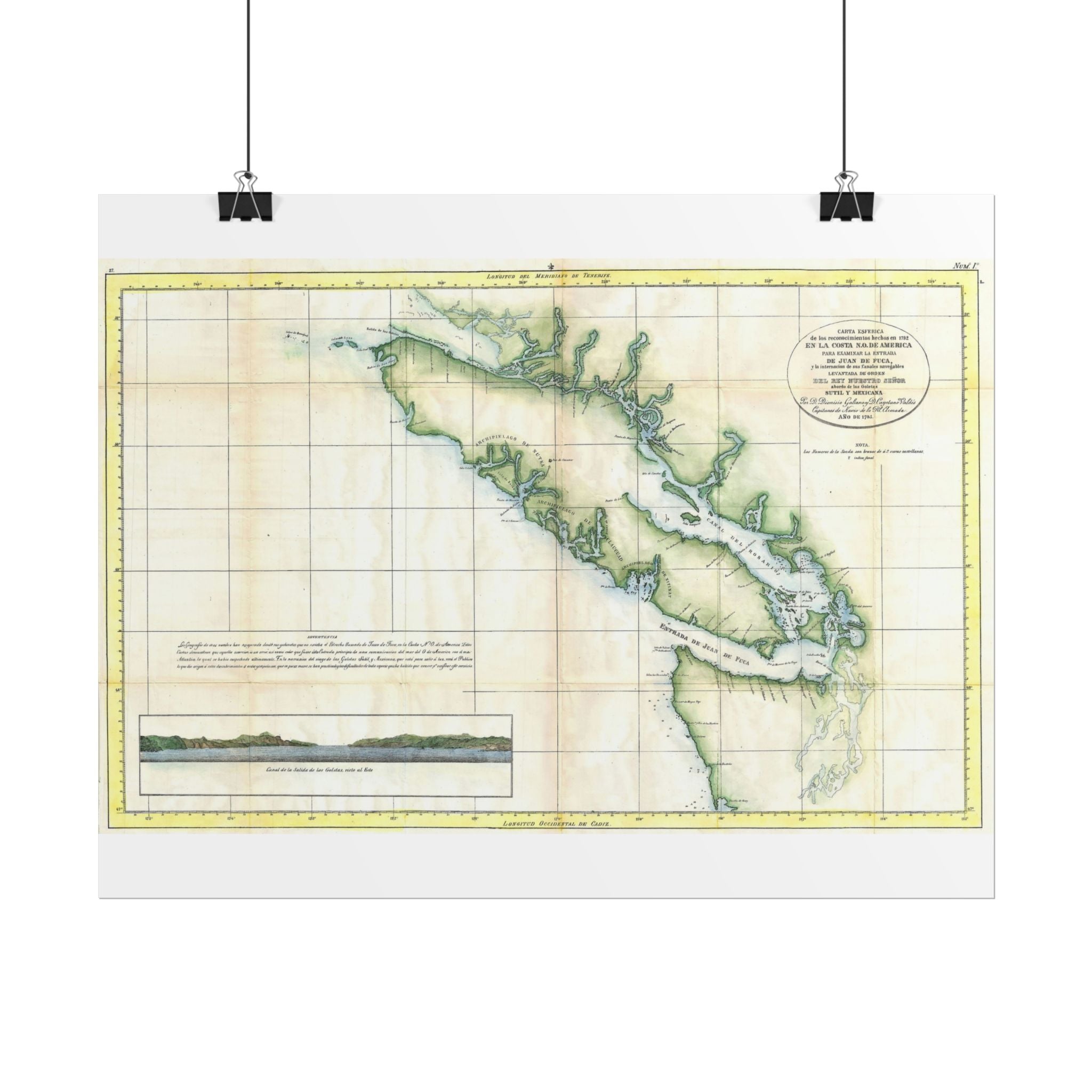 Vancouver, Canada Historic Map (c. 1795) Rolled Poster | Antique City Map Wall Art