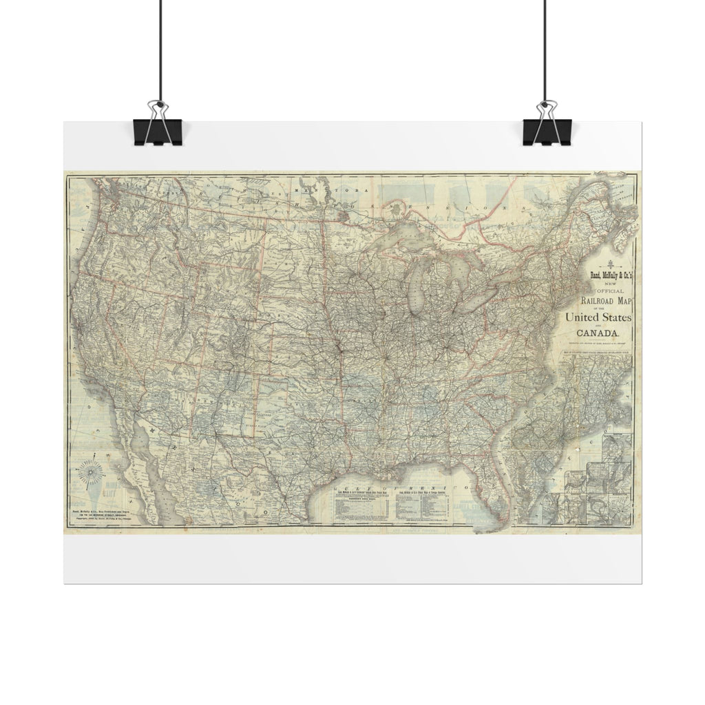 United States of America Historic Map (c. 1883) Rolled Poster | Vintage Map Wall Art