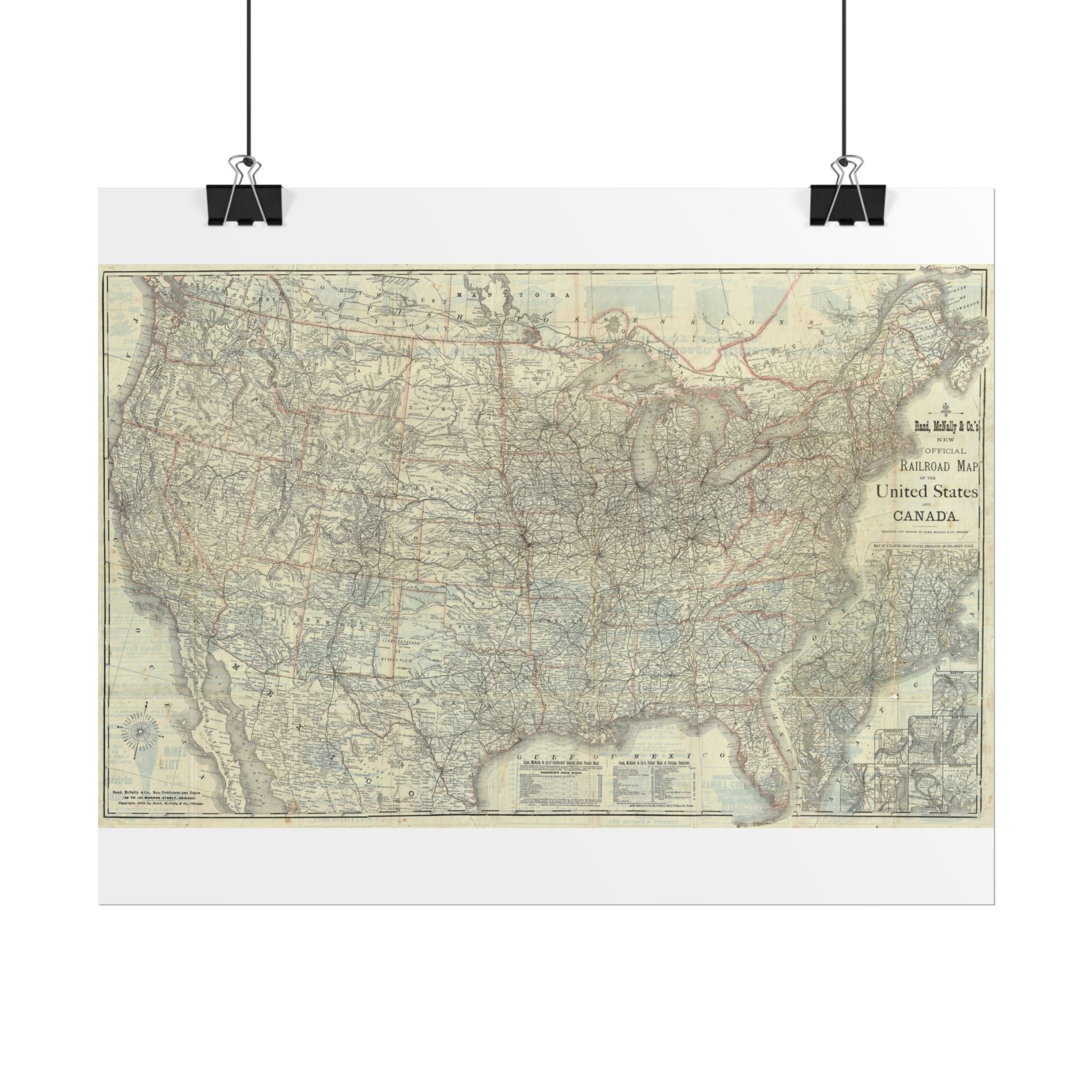 United States of America Historic Map (c. 1883) Rolled Poster | Vintage Map Wall Art