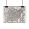 United States of America Historic Railroad Map (c. 1875) Rolled Poster | Vintage Map Wall Art