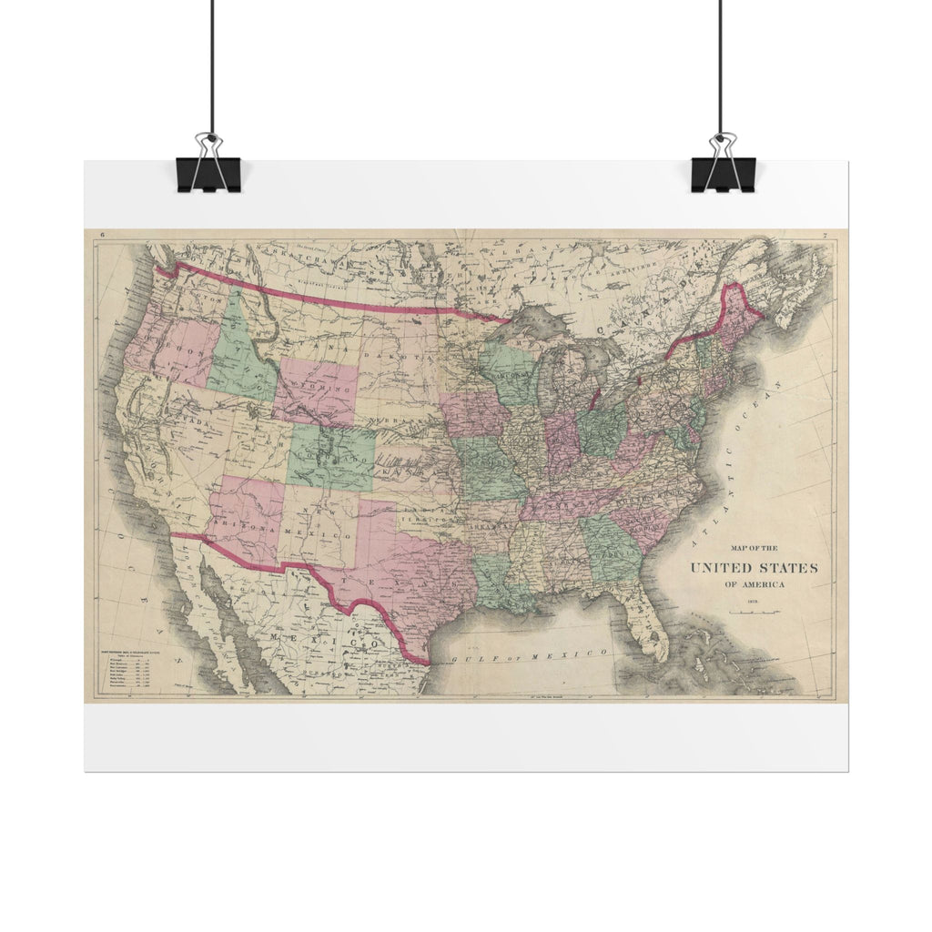 United States of America Historic Map (c. 1873) Rolled Poster | Vintage Map Wall Art