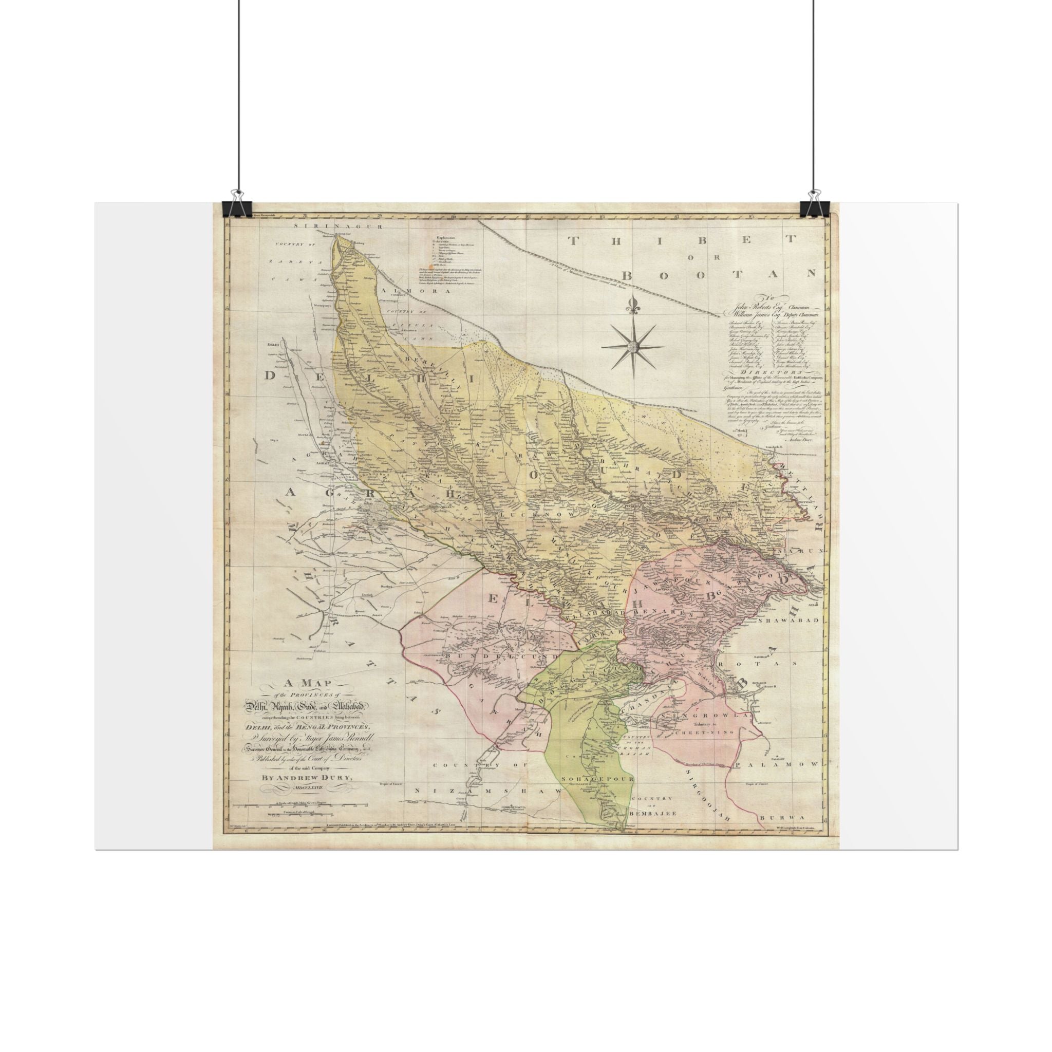 Delhi, India Historic City Map (c. 1777) Rolled Poster | Vintage Map Wall Art