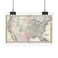 United States of America Historic Map (c. 1855) Rolled Poster | Vintage Map Wall Art
