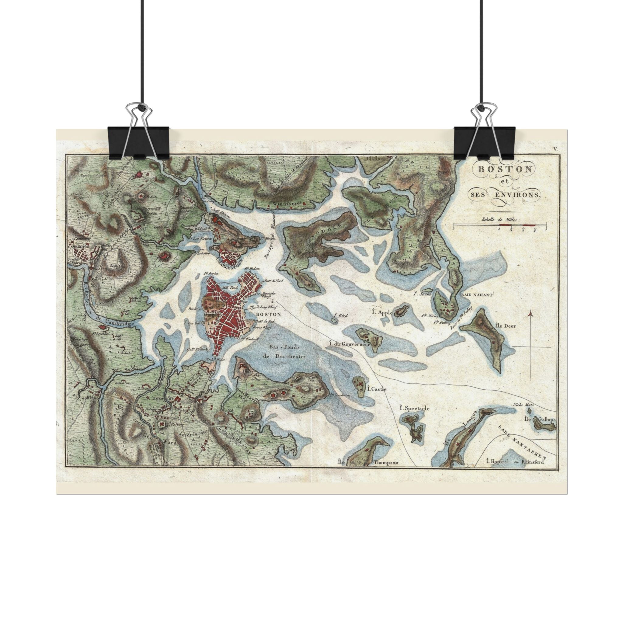 Boston, Massachusetts (c. 1807) Historic City Map Rolled Poster | Antique Map Wall Art