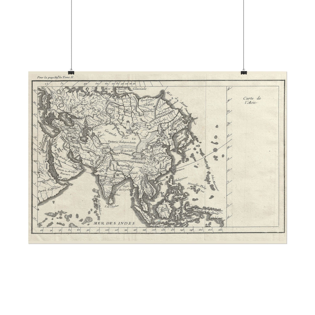 Asia Historic World Map (c. 1790) Rolled Poster | Antique State Map Wall Art