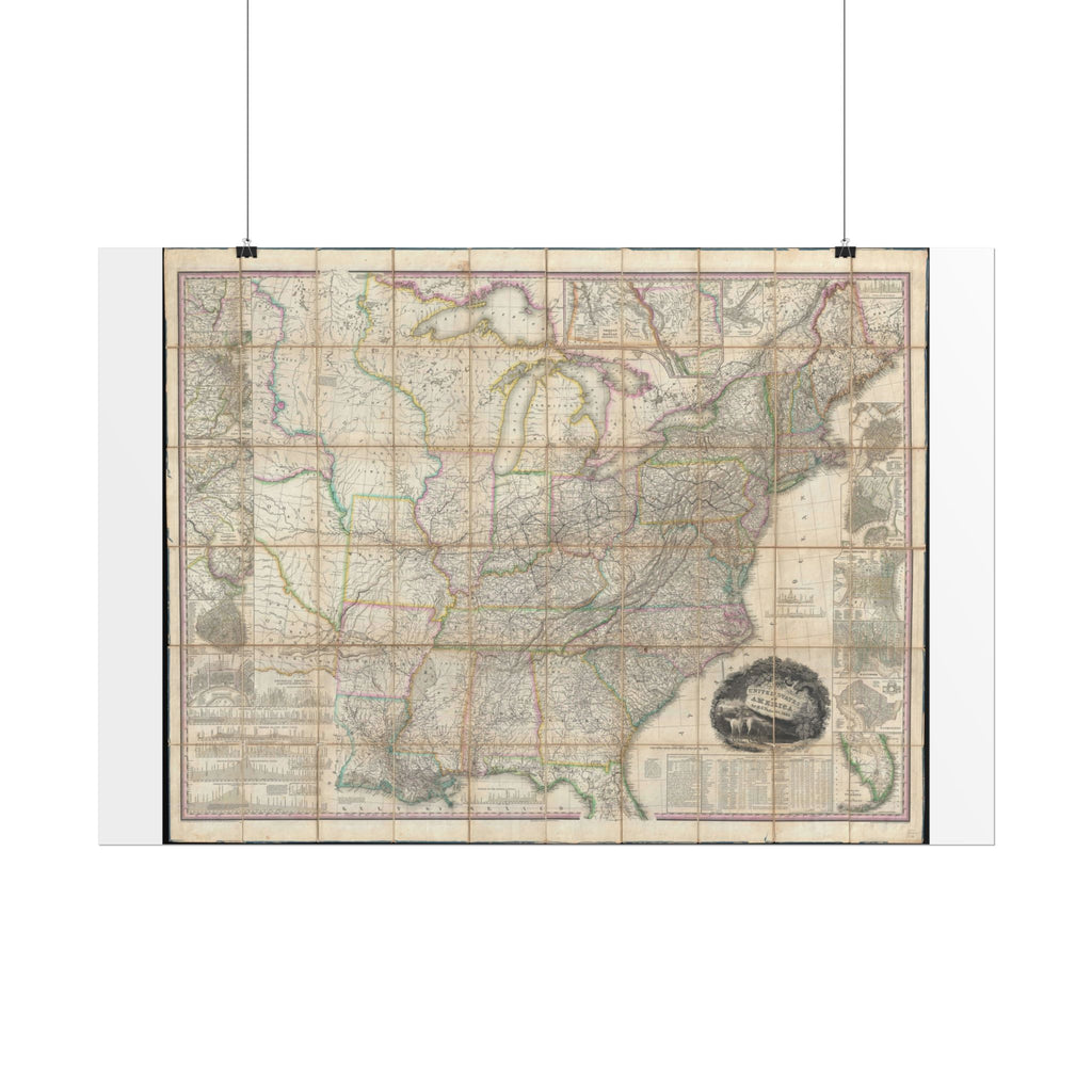 United States of America Historic Map (c. 1829) Rolled Poster | Vintage Map Wall Art