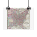 United States of America Historic Map (c. 1867) Rolled Poster | Vintage Map Wall Art