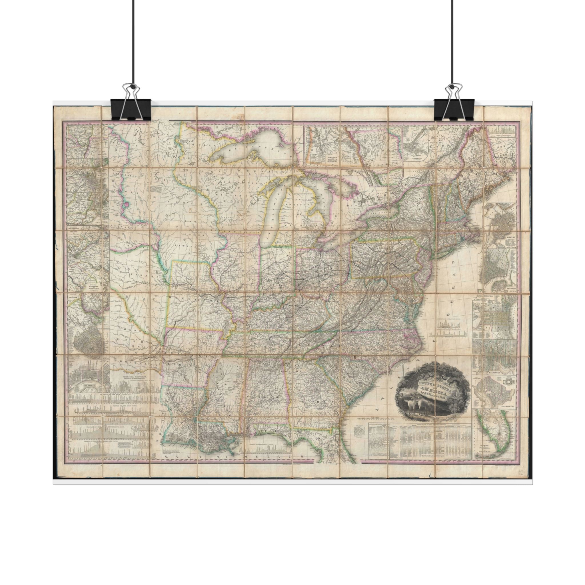 United States of America Historic Map (c. 1829) Rolled Poster | Vintage Map Wall Art