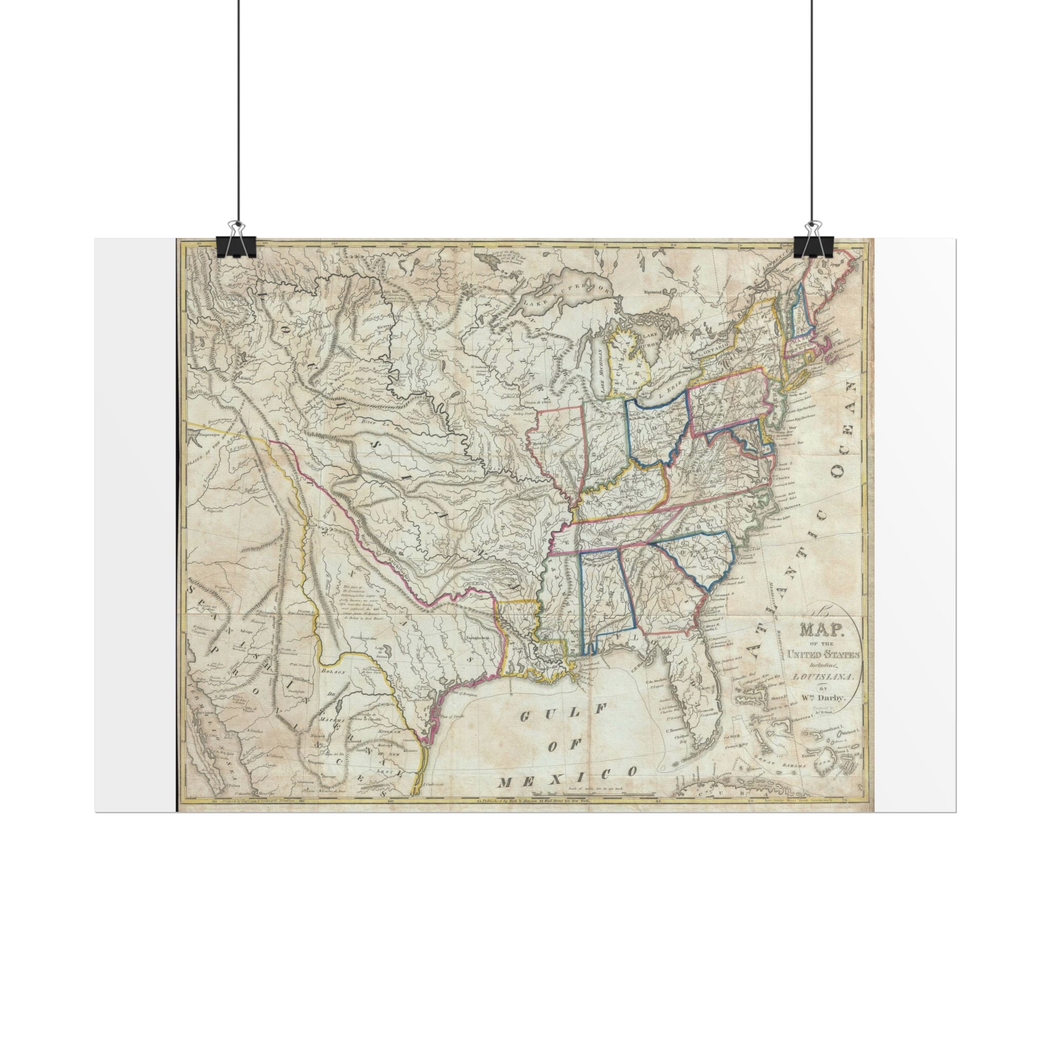 United States of America Historic Map (c. 1818) Rolled Poster | Vintage Map Wall Art