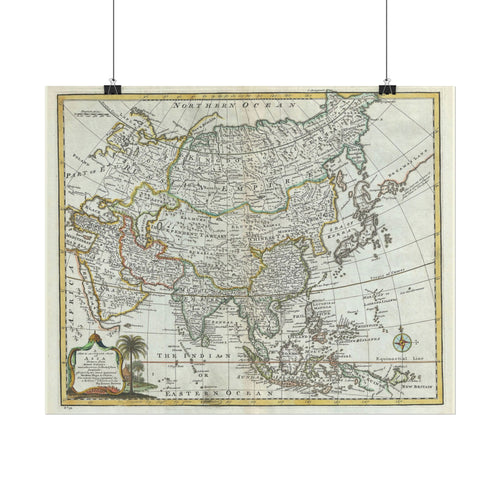 Asia and Chinese Tartary Historic World Map (c. 1747) Rolled Poster | Antique State Map Wall Art