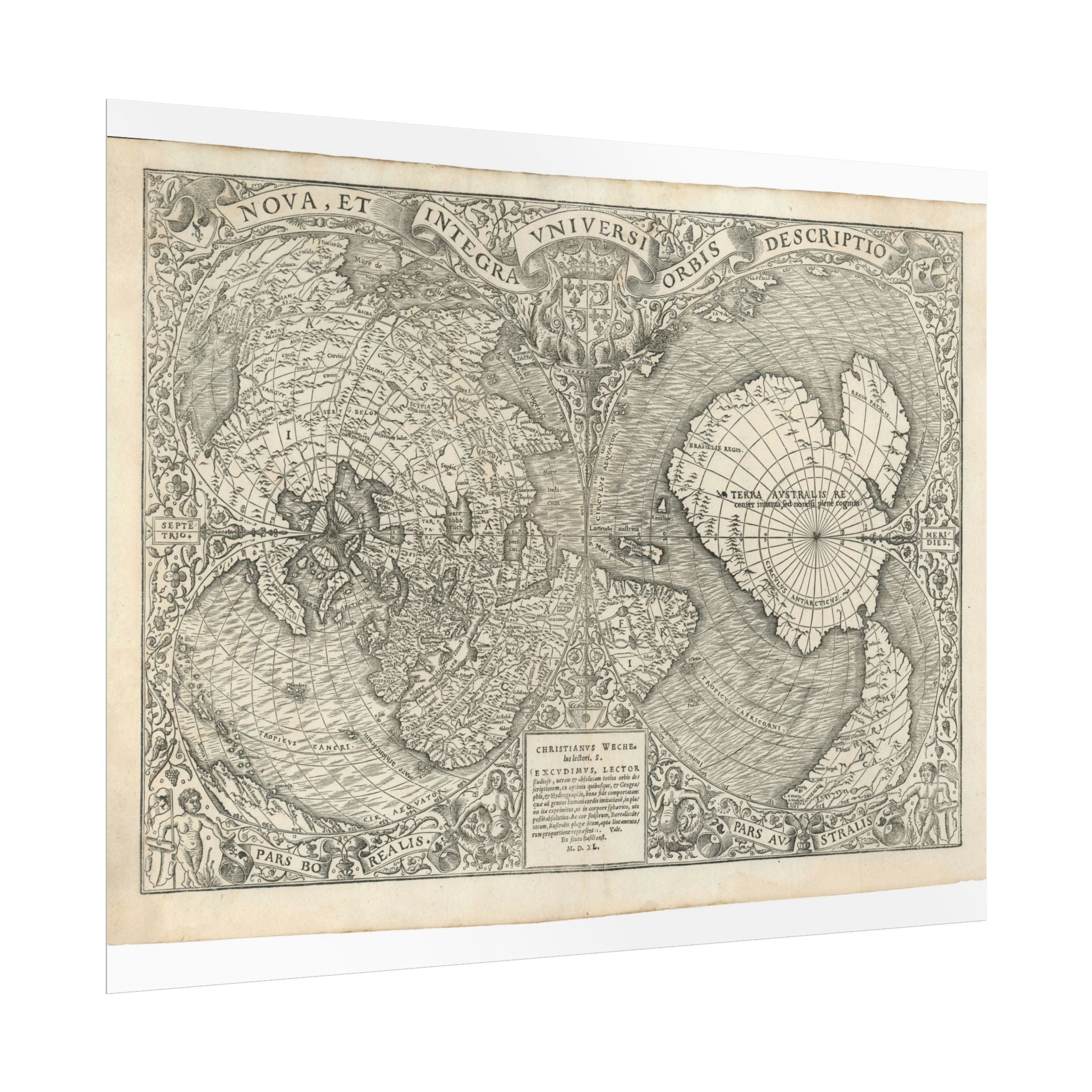 World Atlas Historic Map (c. 1540) Rolled Poster | Vintage Map Wall Art