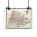Brooklyn, New York Historic Map (c. 1868) Rolled Poster | Antique City Map Wall Art