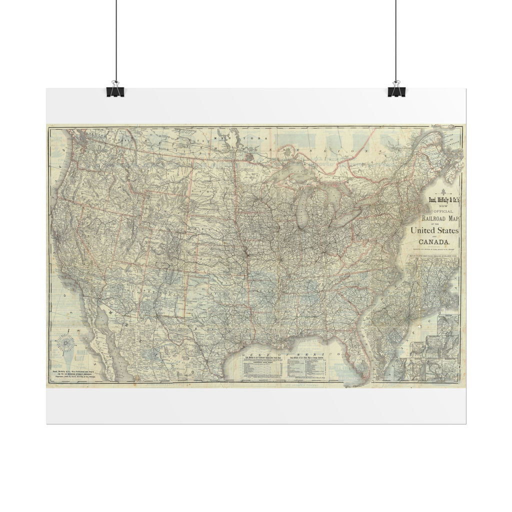 United States of America Historic Map (c. 1883) Rolled Poster | Vintage Map Wall Art