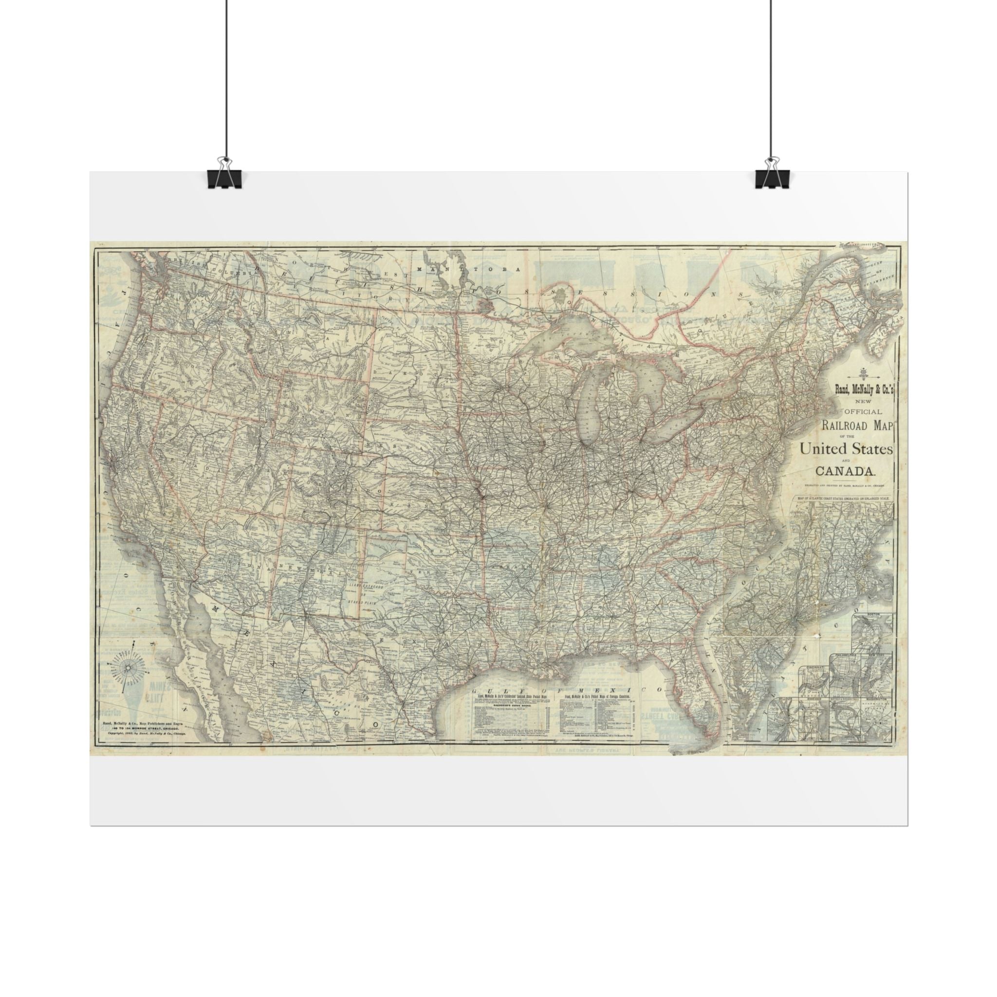 United States of America Historic Map (c. 1883) Rolled Poster | Vintage Map Wall Art