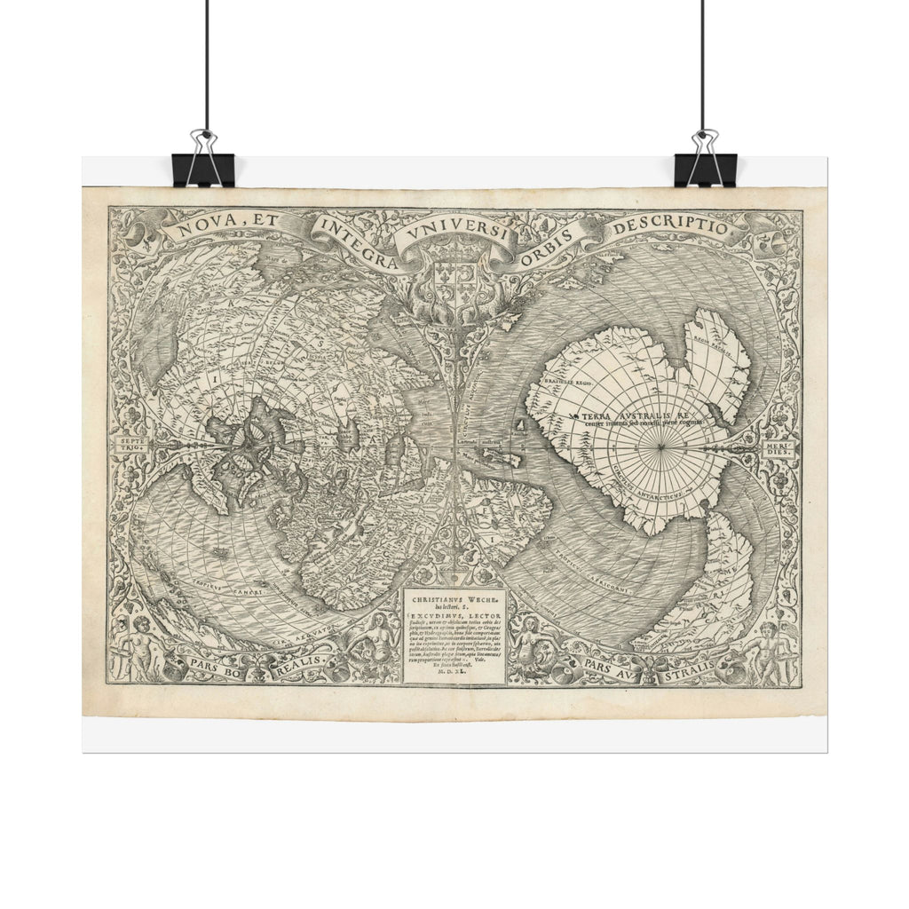 World Atlas Historic Map (c. 1540) Rolled Poster | Vintage Map Wall Art