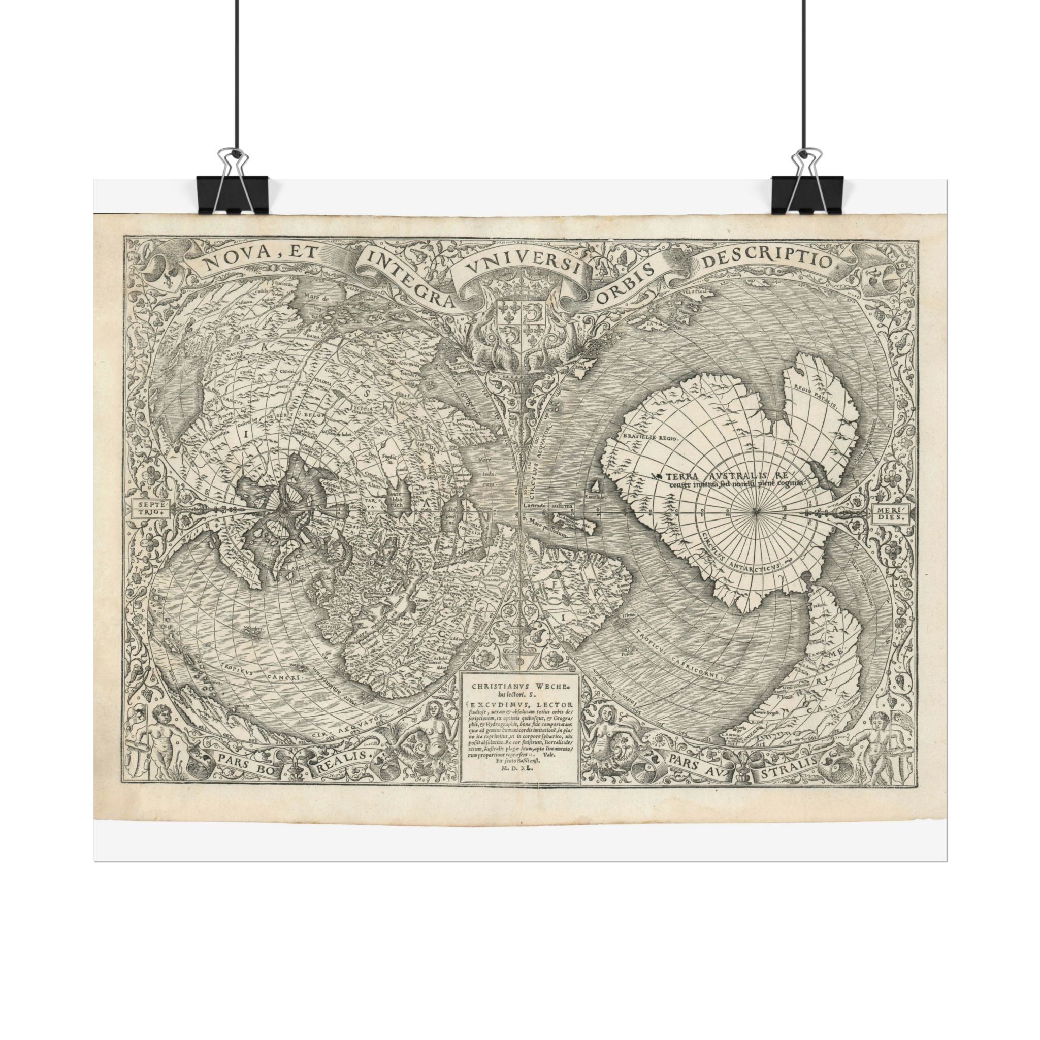 World Atlas Historic Map (c. 1540) Rolled Poster | Vintage Map Wall Art