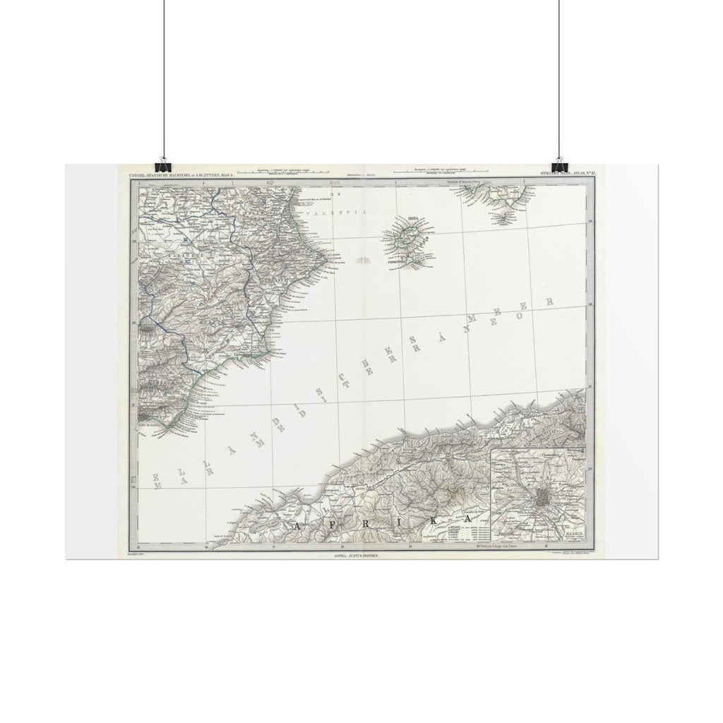 Ibiza, Spain Historic City Map (c. 1880) Rolled Poster | Vintage Map Wall Art