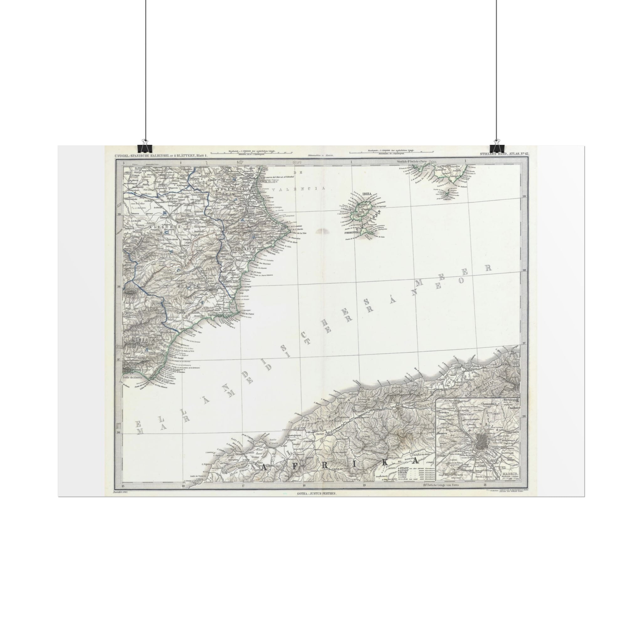Ibiza, Spain Historic City Map (c. 1880) Rolled Poster | Vintage Map Wall Art